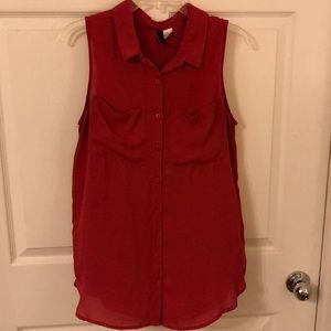 Red button down blouse
